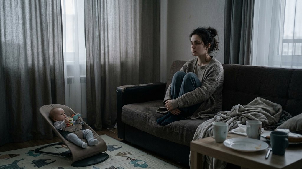 Молодая мама в эмоциональном истощении дома - признаки перинатальной тревоги и депрессии когда нужна помощь психолога