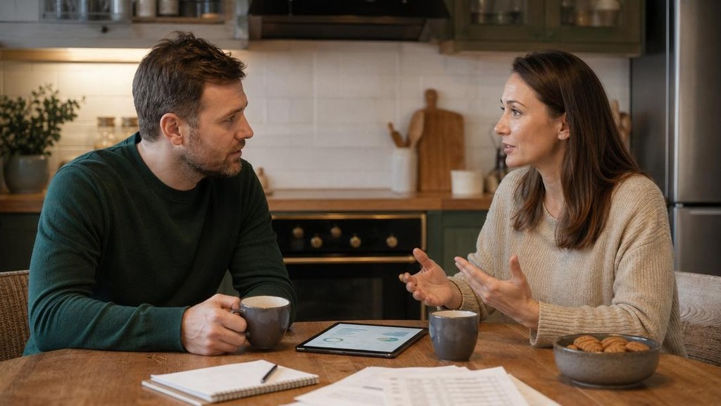 Пара ведёт спокойный открытый разговор за чашкой чая